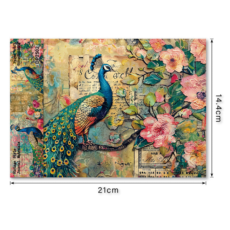 A5 Beautiful Peacock Journal Scrapbook Paper