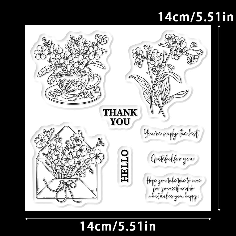 Teacup Flower Envelope Clear Stamps