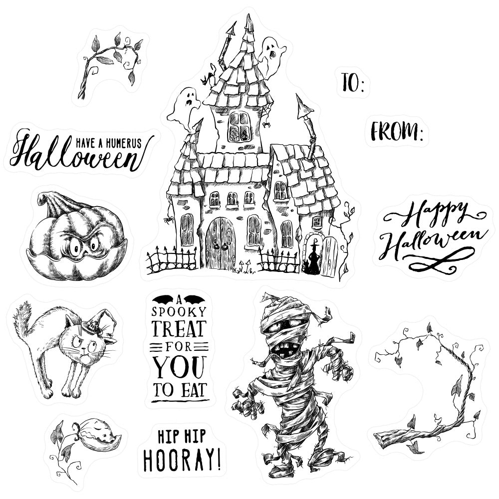 Halloween Theme Dies & Stamps Set