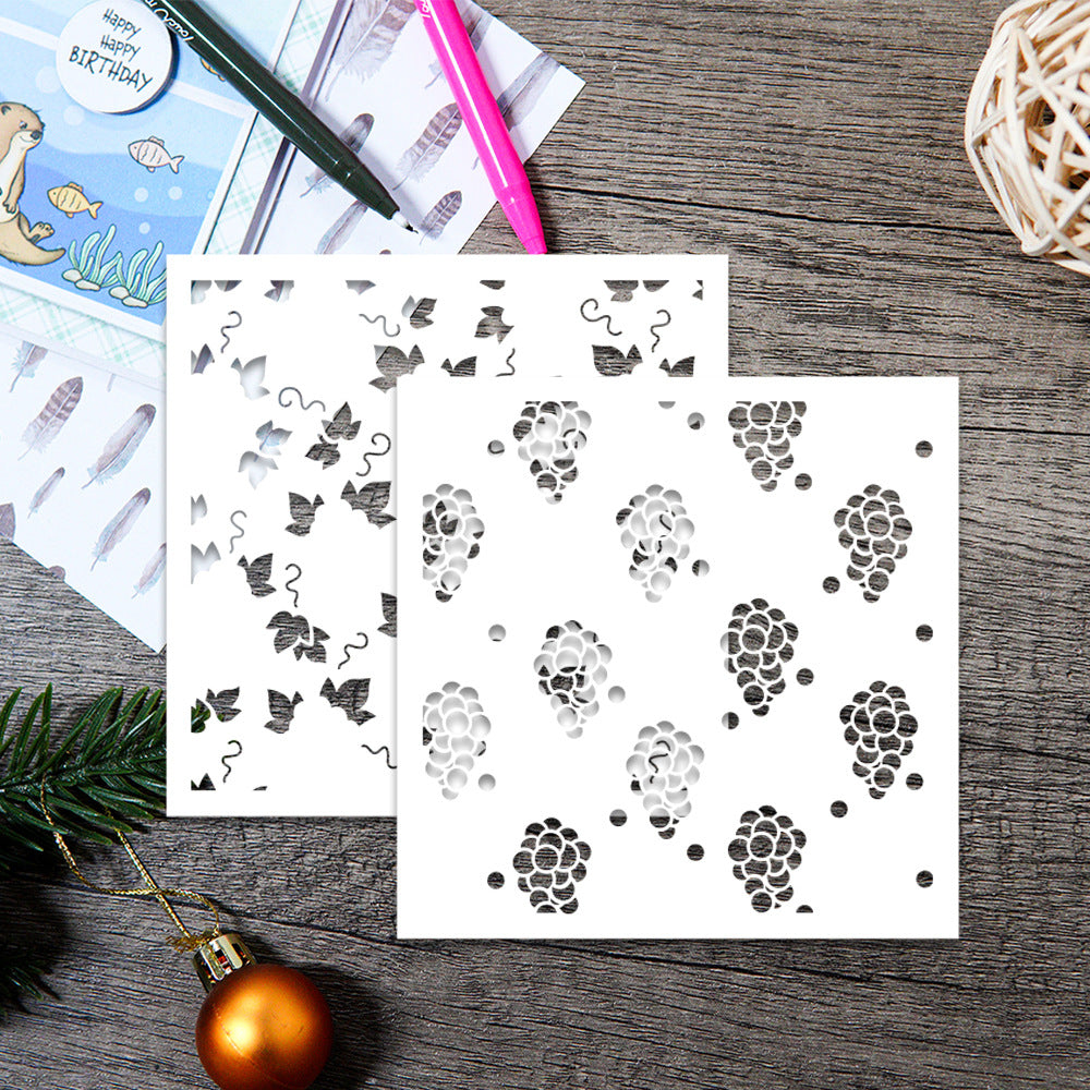 2 PCS Grape Pattern DIY Painting Hollow Stencil
