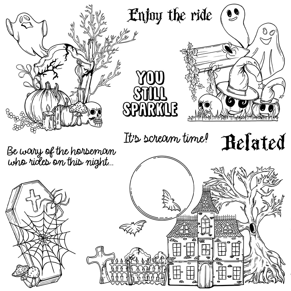 Halloween Castle Ghost Pumpkin Dies & Stamps Set