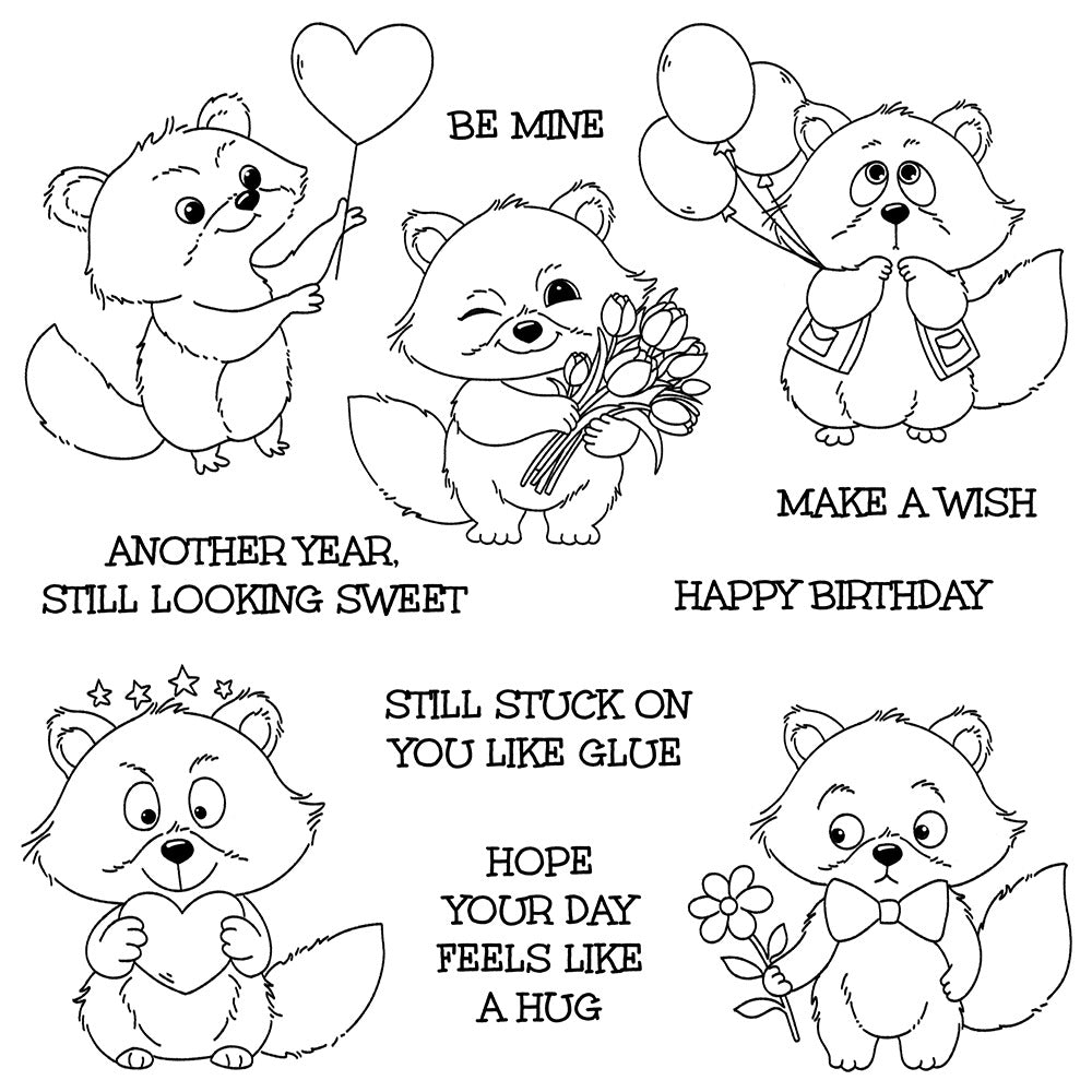 Valentine's Day Raccoon Dies & Stamps Set