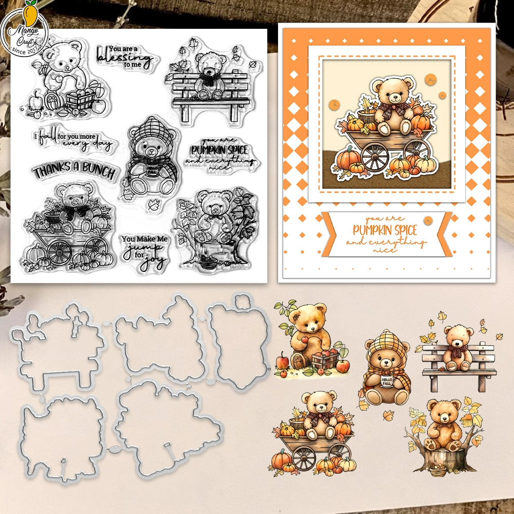 Autumn Harvest Pumpkins and Cute Bears Dies & Stamps Set