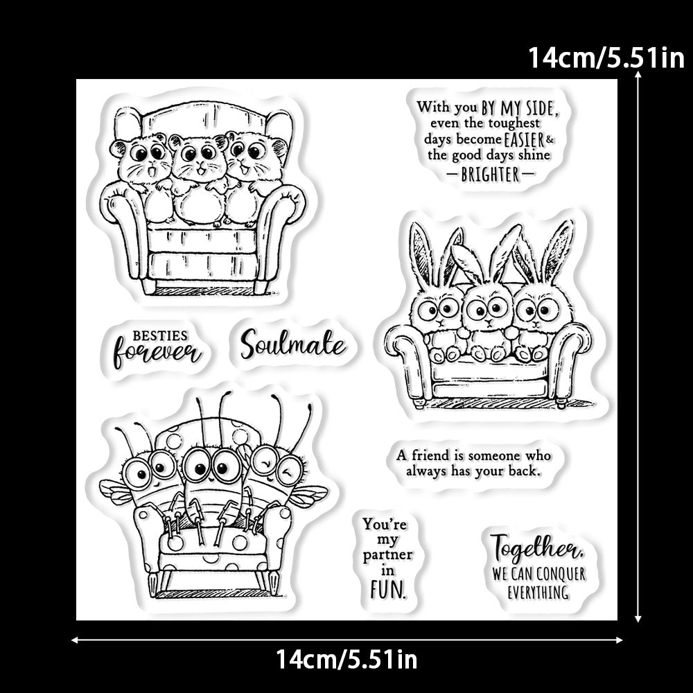 Sofa Animal Three Brothers Dies & Stamps Set