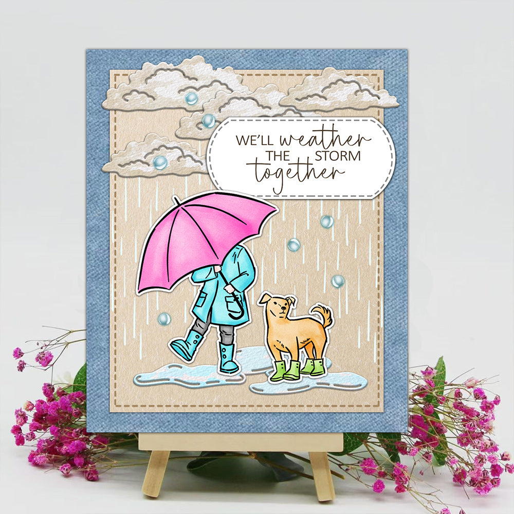 Girl Holding an Umbrella Dies & Stamps Set