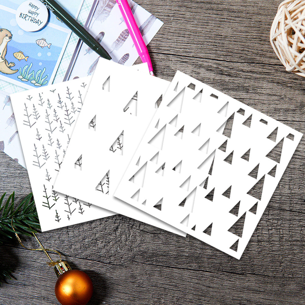 3 PCS Decorative Background DIY Painting Hollow Stencil