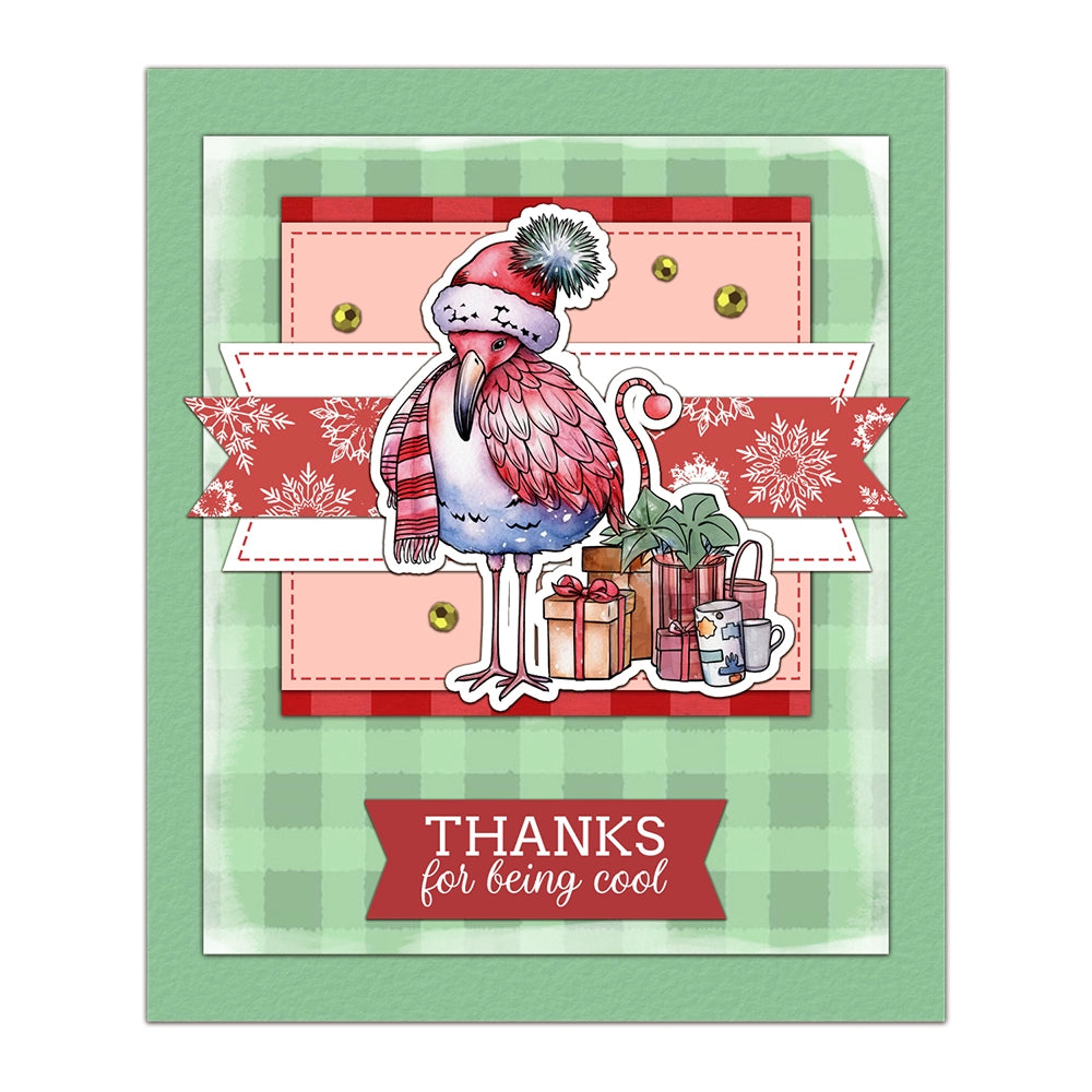 Winter Flamingo Christmas Gift Dies & Stamps Set