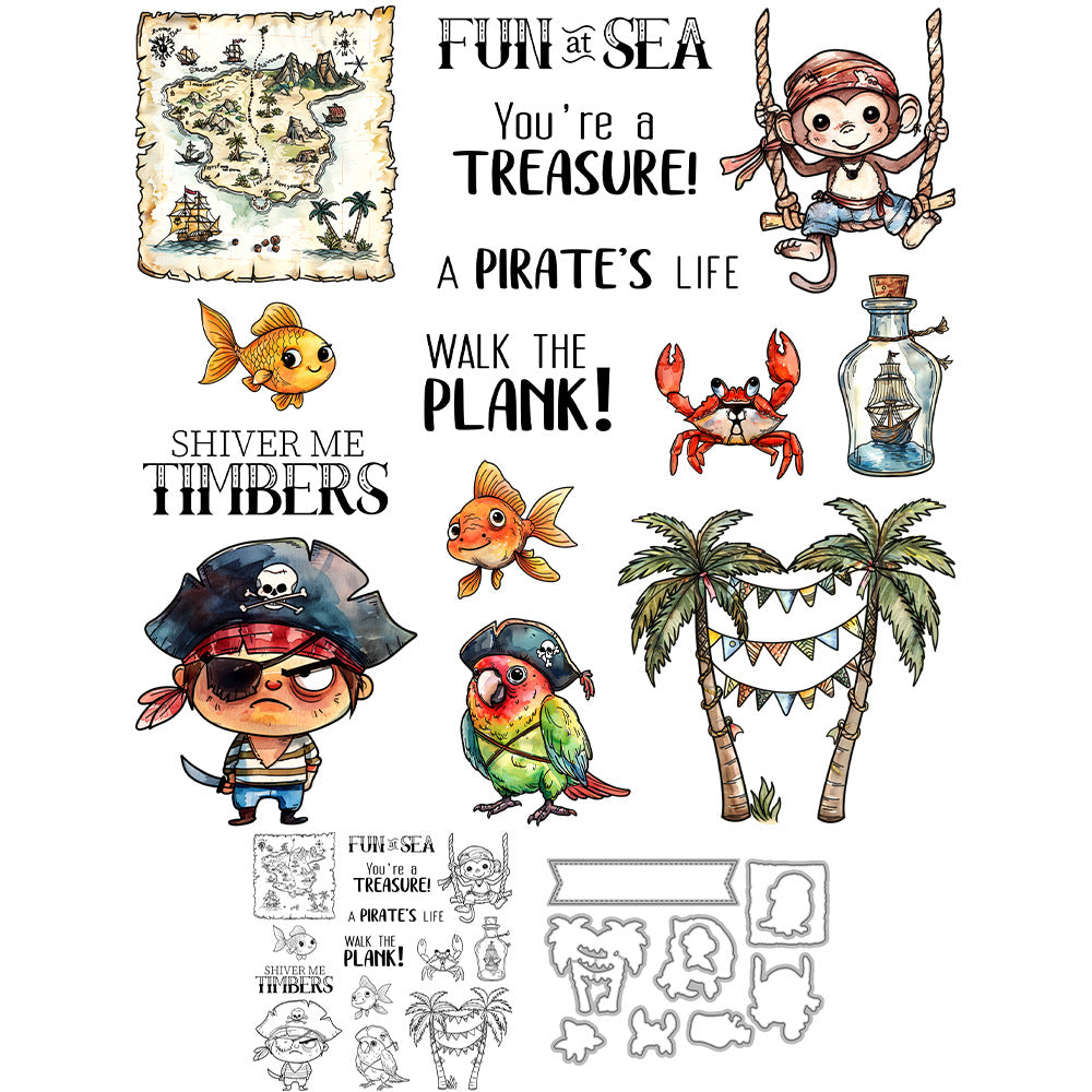 Cartoon Pirate Character Dies & Stamps Set