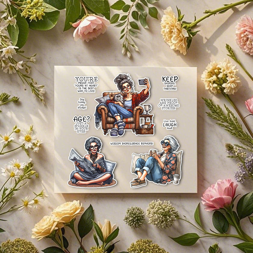 Fashion Old Lady Dies & Stamps Set