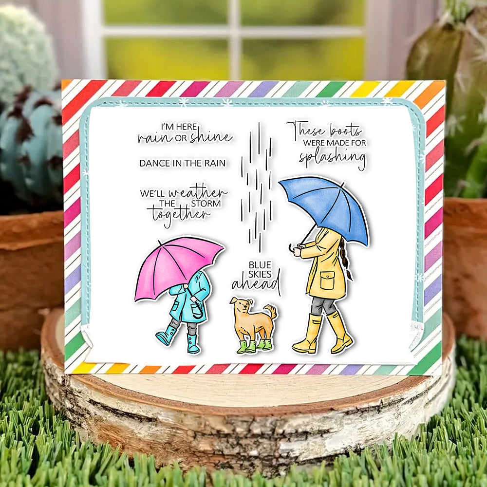 Girl Holding an Umbrella Dies & Stamps Set