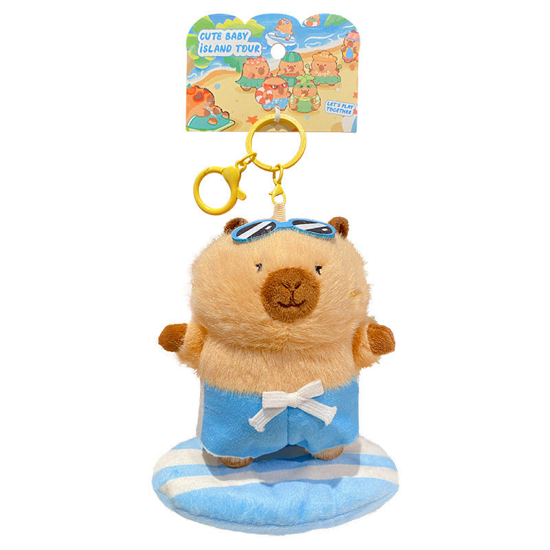 Cartoon Capybara Island Resort Series Plush Keychain