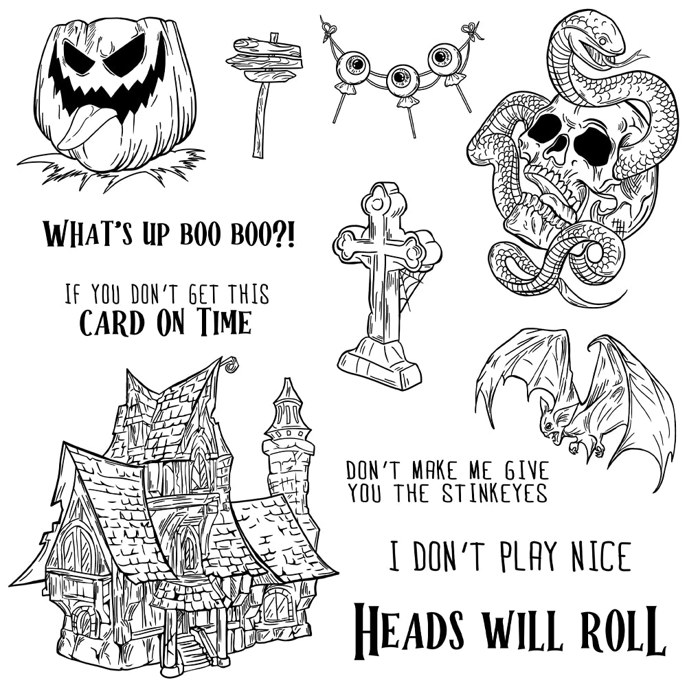 Skull Pumpkin Castle Snake Dies & Stamps Set