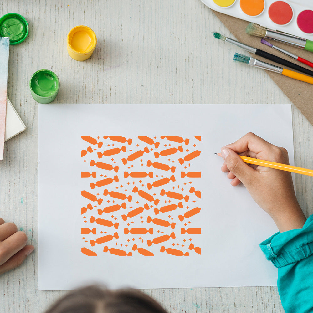2 PCS Candy Pattern DIY Painting Hollow Stencil