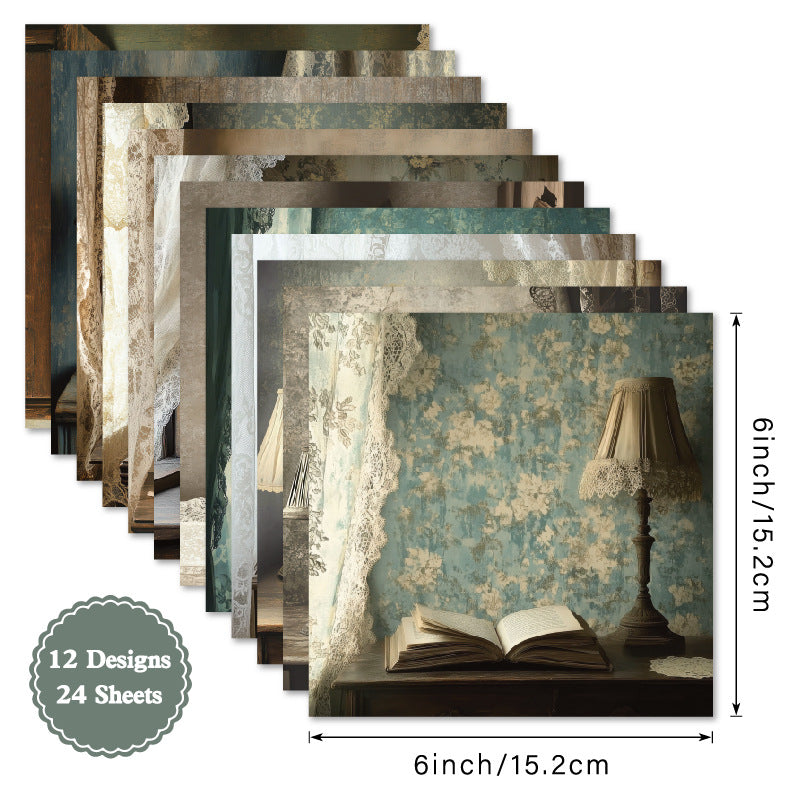 24PCS 6" Writing Desk Scrapbook Paper & Cardstock