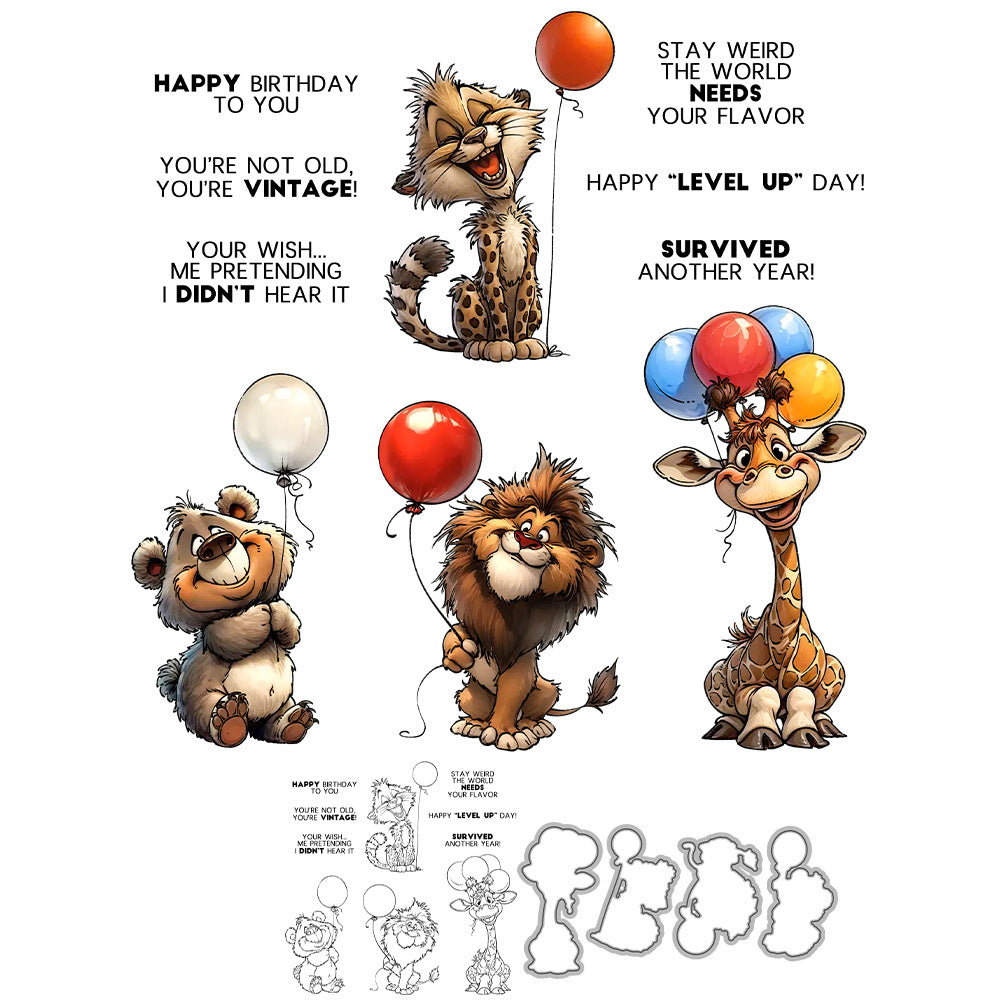 Balloon Animal Birthday Dies & Stamps Set