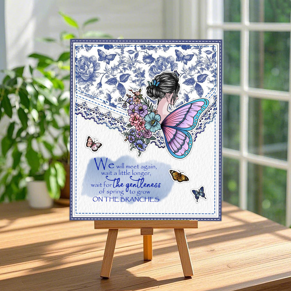 Flowers Butterfly Girl Clear Stamps