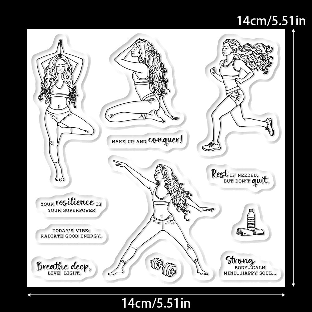 Girls Exercise Yoga Clear Stamps