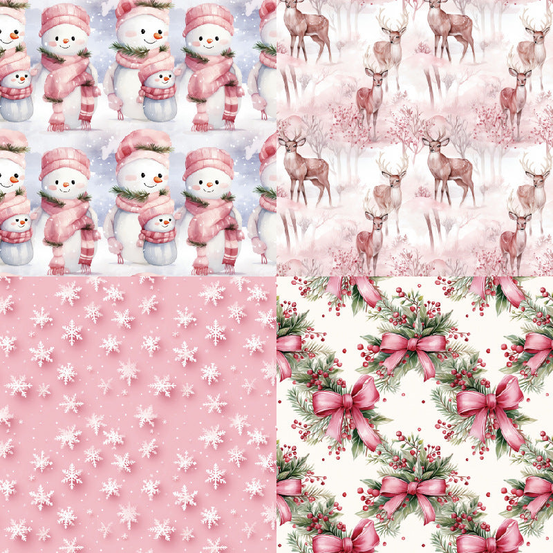 24PCS 6" Rosy Yuletide Scrapbook Paper & Cardstock