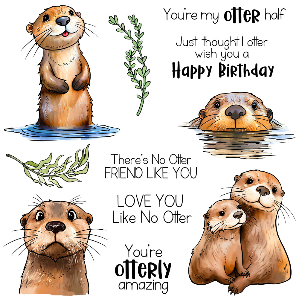 Cute Cartoon Otters Dies & Stamps Set