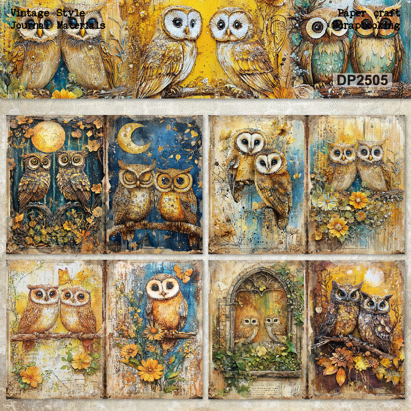 A5 Retro Owls Journal Scrapbook Paper