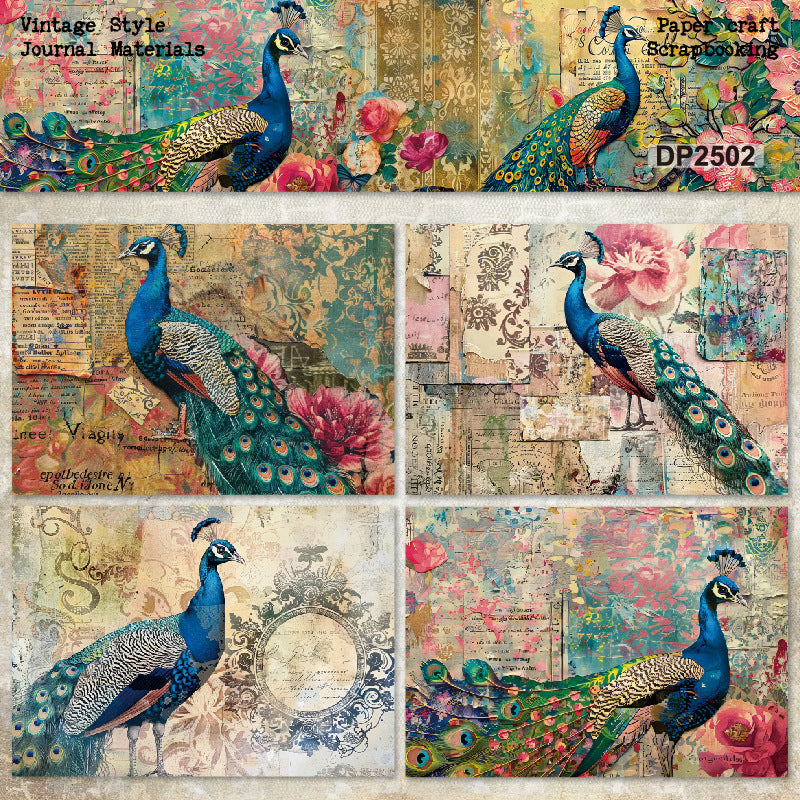 A5 Beautiful Peacock Journal Scrapbook Paper