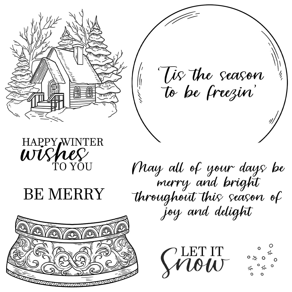 Winter Christmas Crystal Ball Dies & Stamps Set