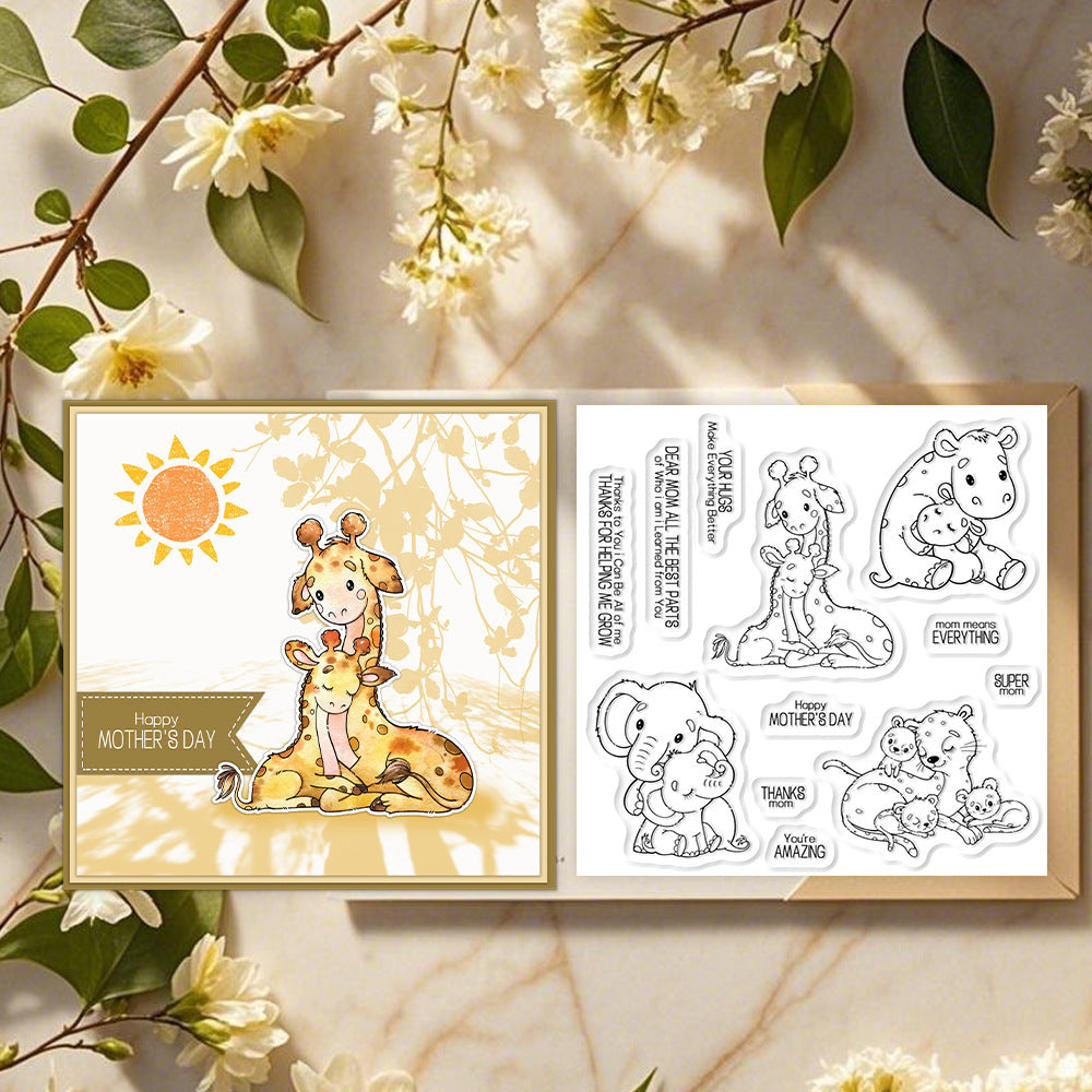 Love Mom Baby Animals Clear Stamps
