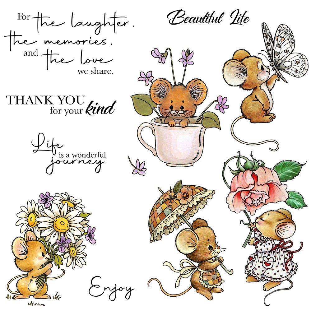 Mouse Flowers Dies & Stamps Set