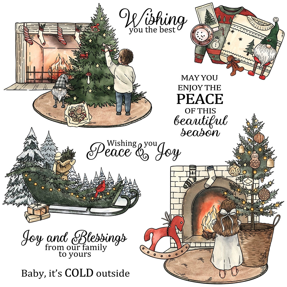 Winter House Christmas Tree Dies & Stamps Set