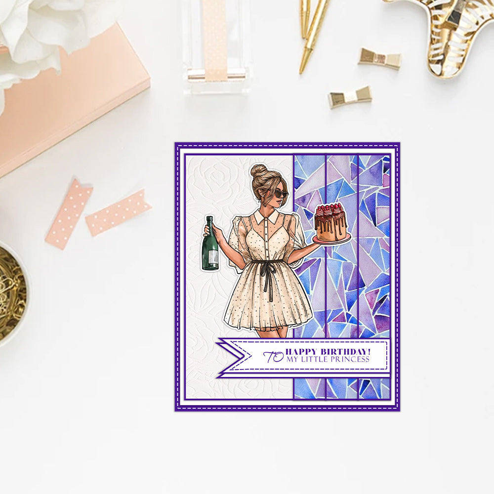 Girl's Birthday Scene Clear Stamps