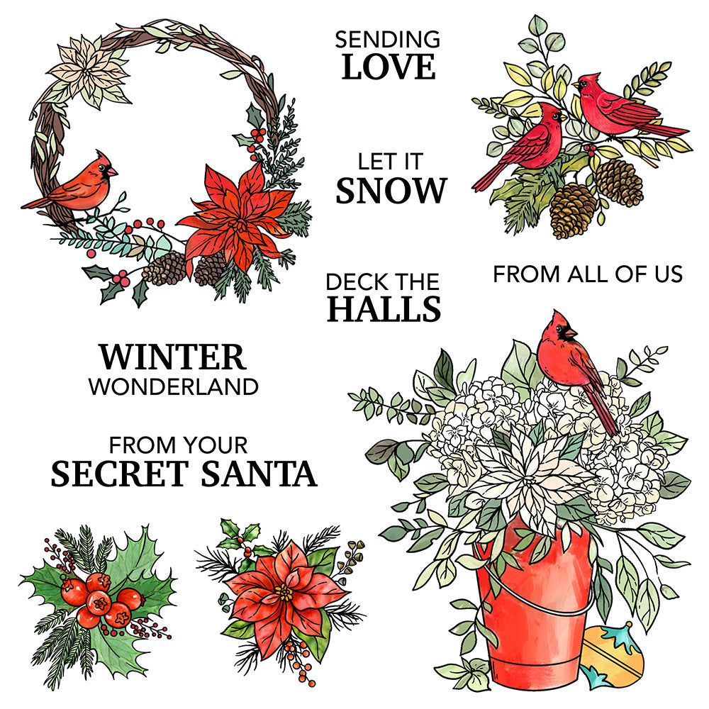 Christmas Plants and Birds Dies & Stamps Set