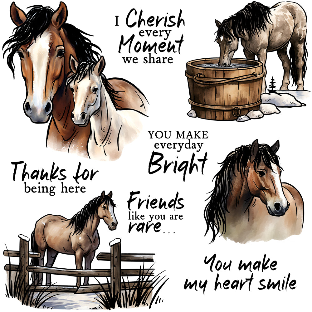 Handsome Horse at the Racecourse Dies & Stamps Set