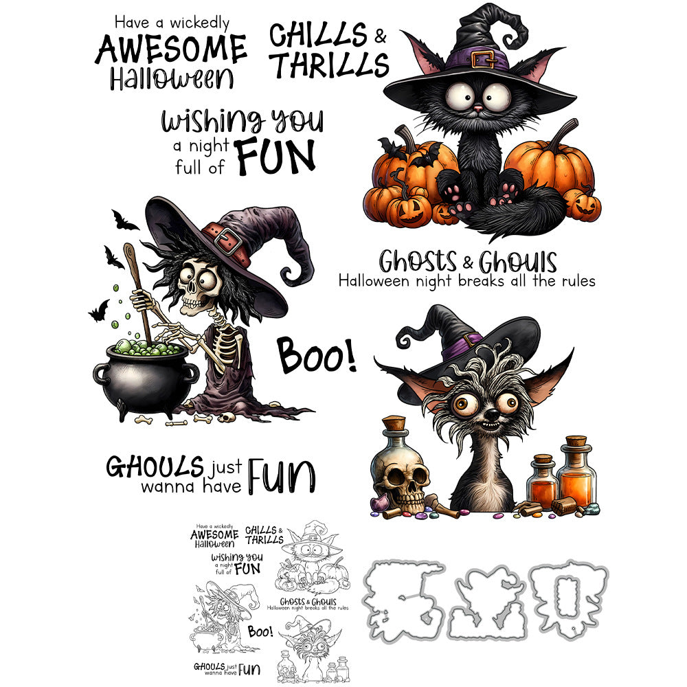 Halloween Animals Kittens Dies & Stamps Set