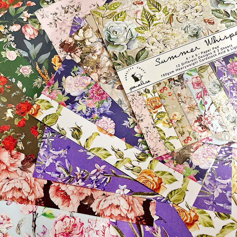 24PCS 6" Flower Wallpaper Theme Scrapbook Paper & Cardstock
