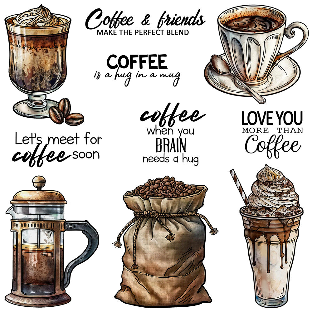 Retro Coffee Dies & Stamps Set