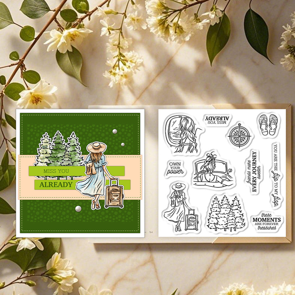 Travel Girl Clear Stamps