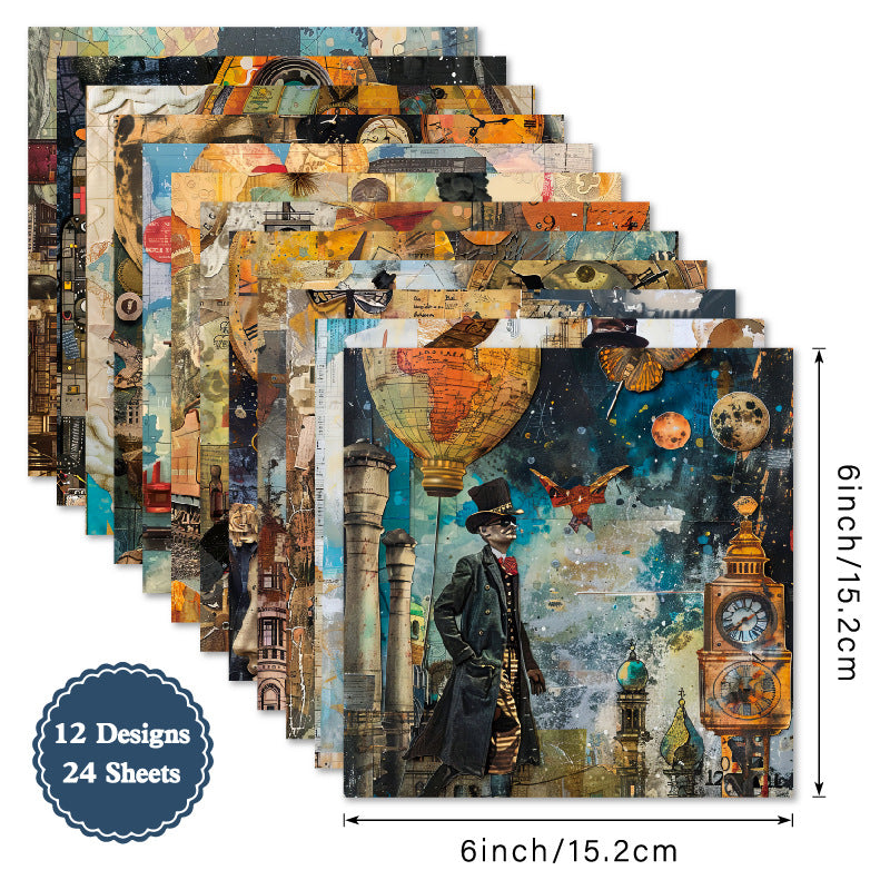 24PCS 6" Ahead Scrapbook Paper & Cardstock