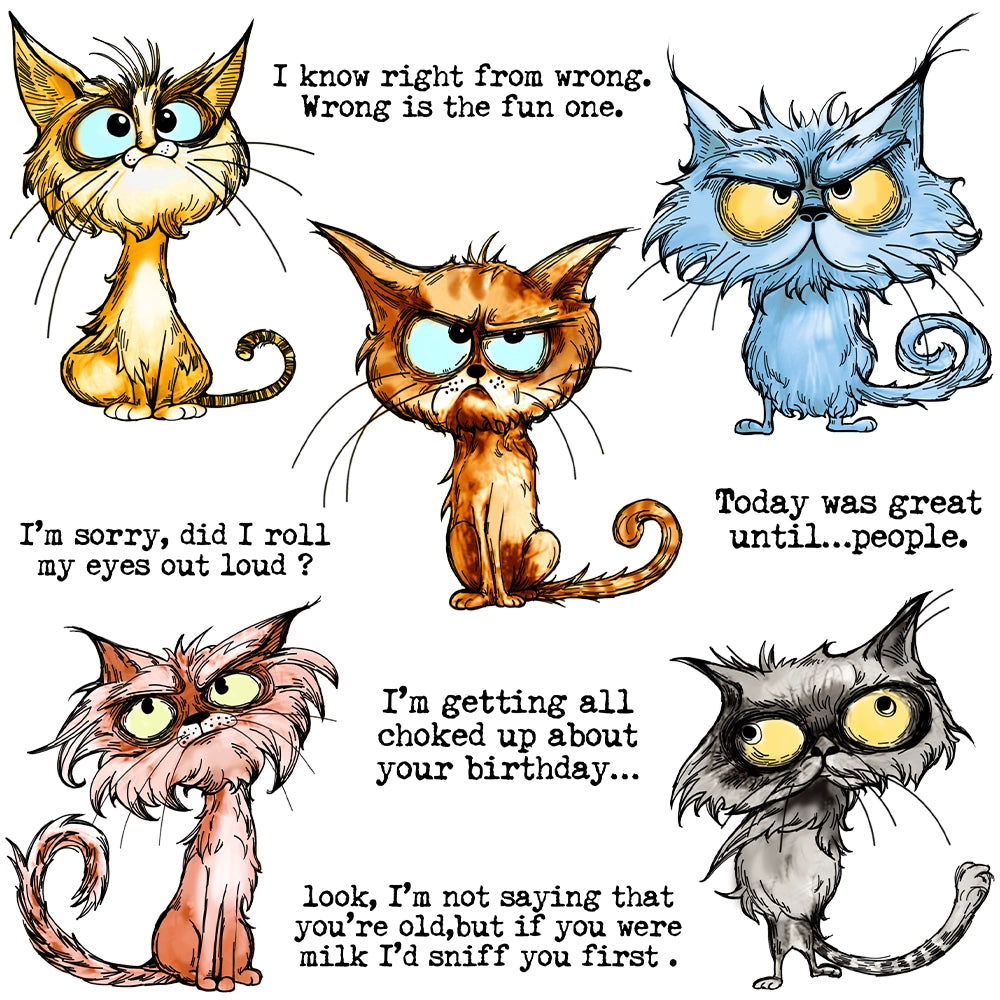 Funny Angry Cats Dies & Stamps Set