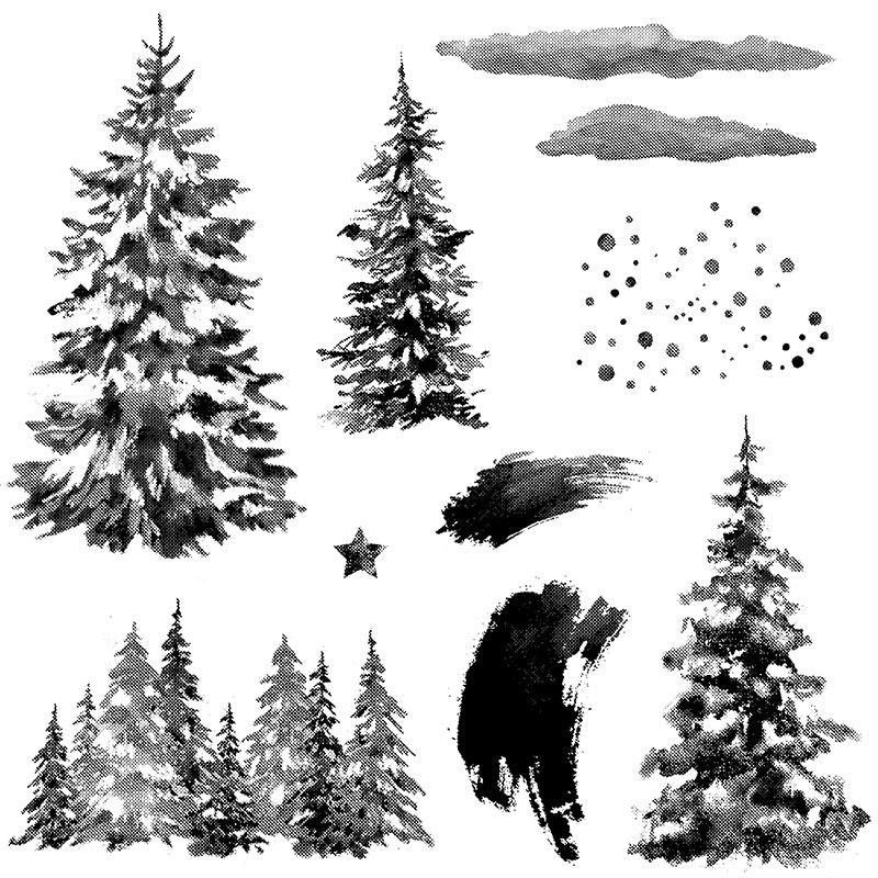 Christmas Tree Dies & Stamps Set