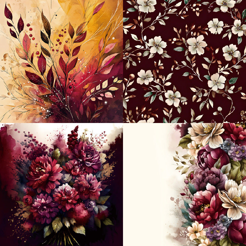 24PCS 6" Flowers Scrapbook Paper & Cardstock
