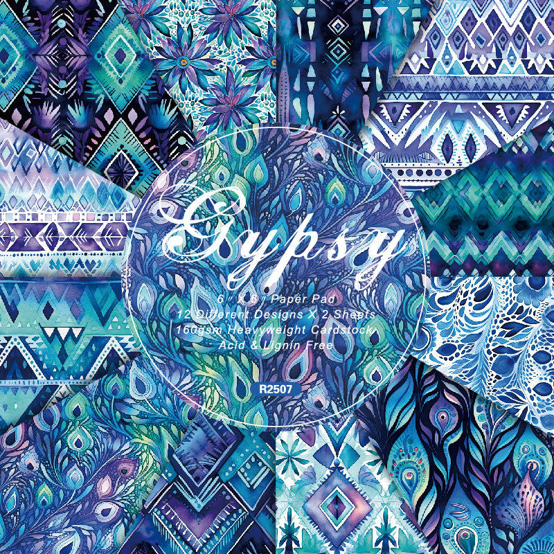 24PCS 6" Gypsy Scrapbook Paper & Cardstock