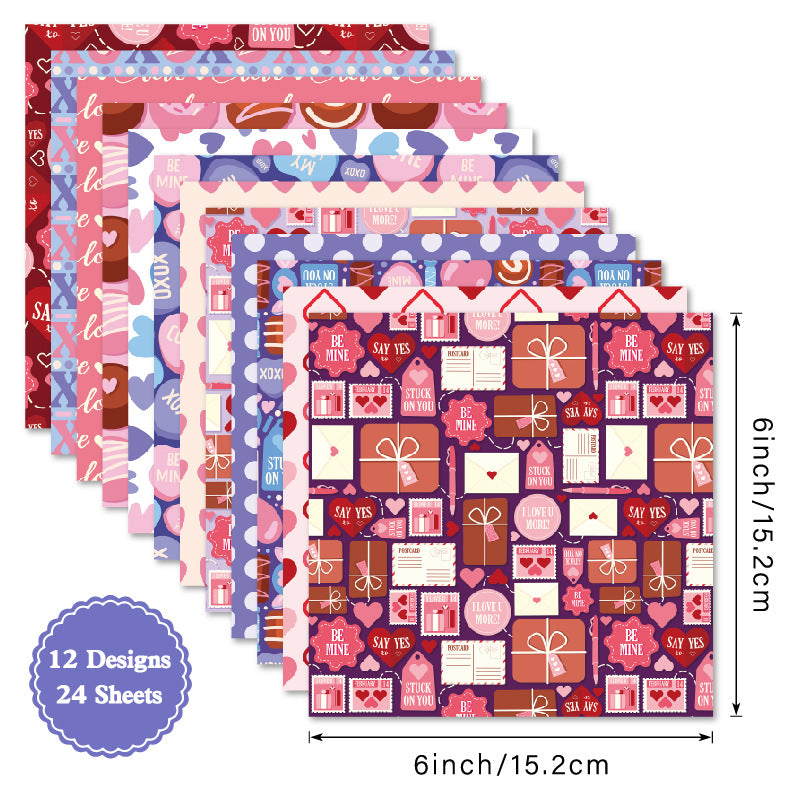 24PCS 6" Valentine's Day Scrapbook Paper & Cardstock