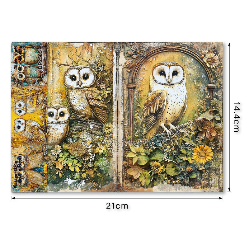 A5 Retro Owls Journal Scrapbook Paper