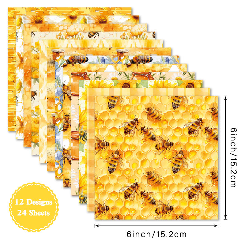 24PCS 6" Honeyed Scrapbook Paper & Cardstock