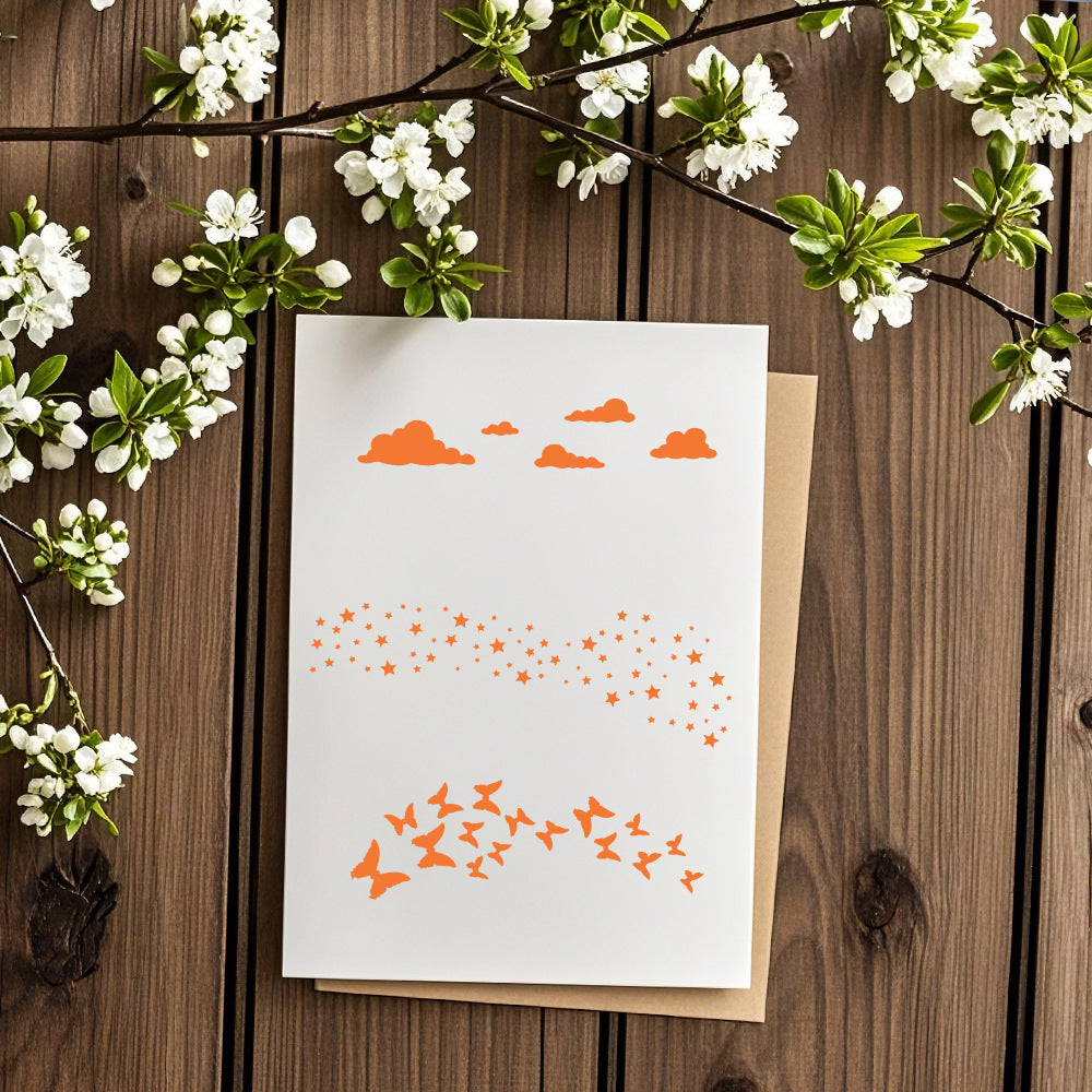 Clouds Stars Butterflies DIY Painting Hollow Stencil