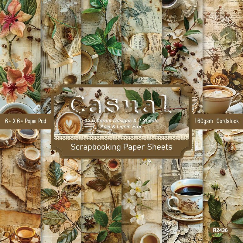 24PCS 6" Casual Time Scrapbook Paper & Cardstock