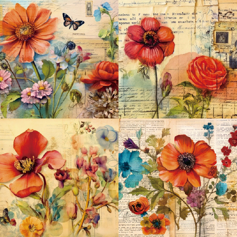 24PCS 6" Clusters Of Flowers Scrapbook Paper & Cardstock