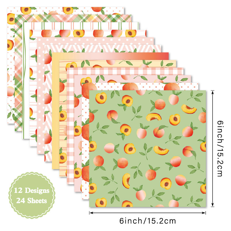 24PCS 6" Sweet Peaches Scrapbook Paper & Cardstock