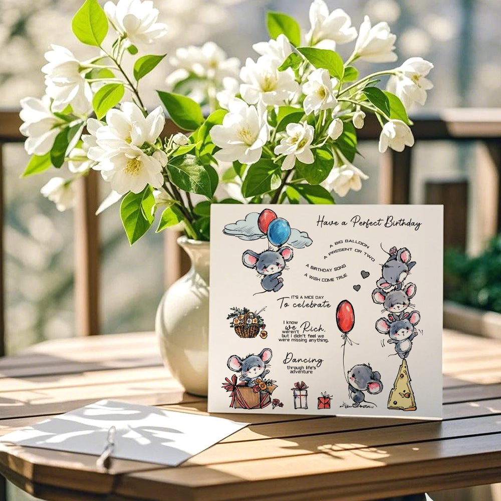 Cute Mouse In Party Dies & Stamps Set