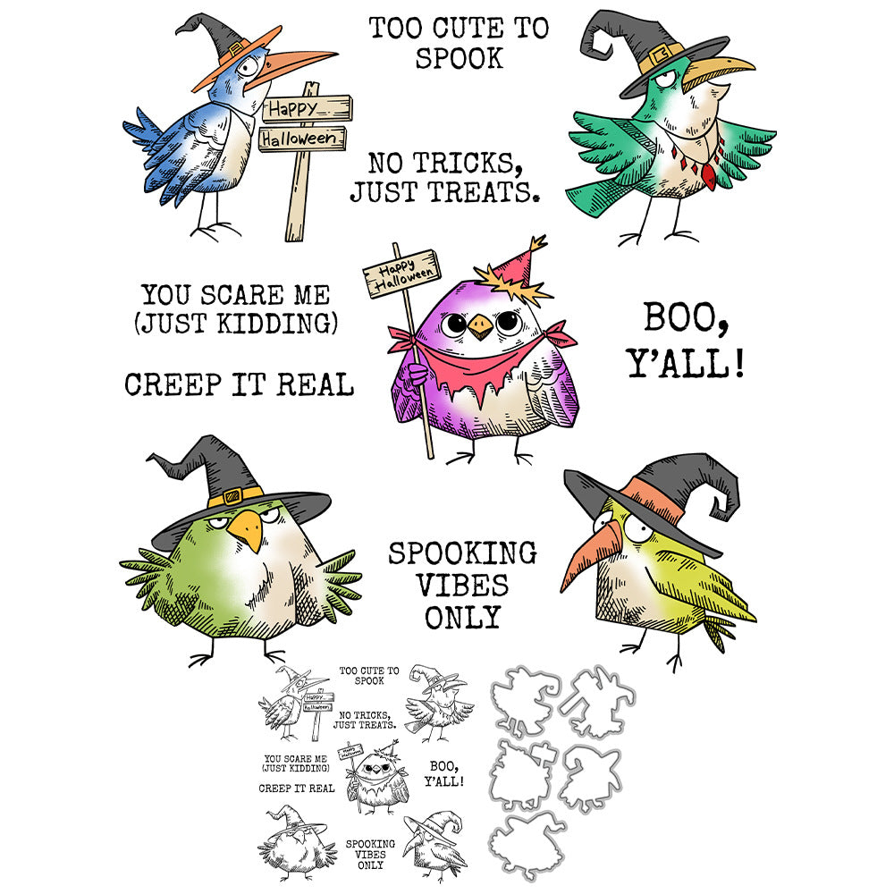 Halloween Cute Birds Dies & Stamps Set